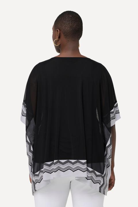 Immagine prodotto Ulla Popken Blusa con bordure a righe, scollo a V e mezze maniche (46, 48)