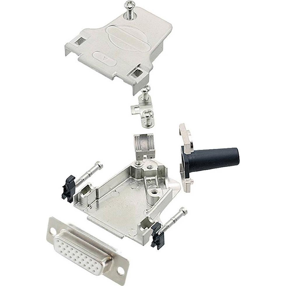 Encitech D45ZF15-HDS26-W-K 6355-8064-12 D-SUB Buchsenleisten-Set 45 ° Polzahl (n, Elektronikkabel + Stecker
