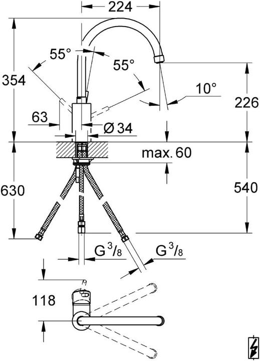 Image du produit Grohe Mitigeur d'évier CONCETTO 1/2 pouce, bec haut, basse pression chrome