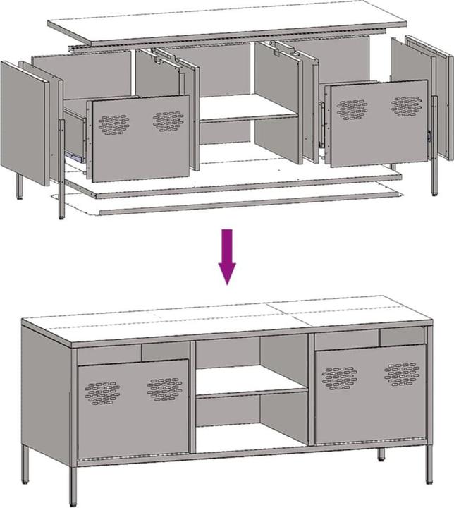 Produktbild vidaXL TV Schrank Fernsehtisch Fernsehschrank Lowboard TV Möbel Anthrazit Stahl (101.5 x 39 x 43.5 cm)