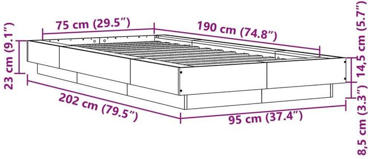 Actual product image vidaXL Bettgestell (75 x 190 cm)