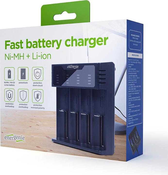 Immagine prodotto Energenie BC-USB-02 (1 pz., 10440, 14500, 14650, 16340, 17500, 17670, 18350, 18500, 18650, 18700, A, AA, AAA, AAAA, C)