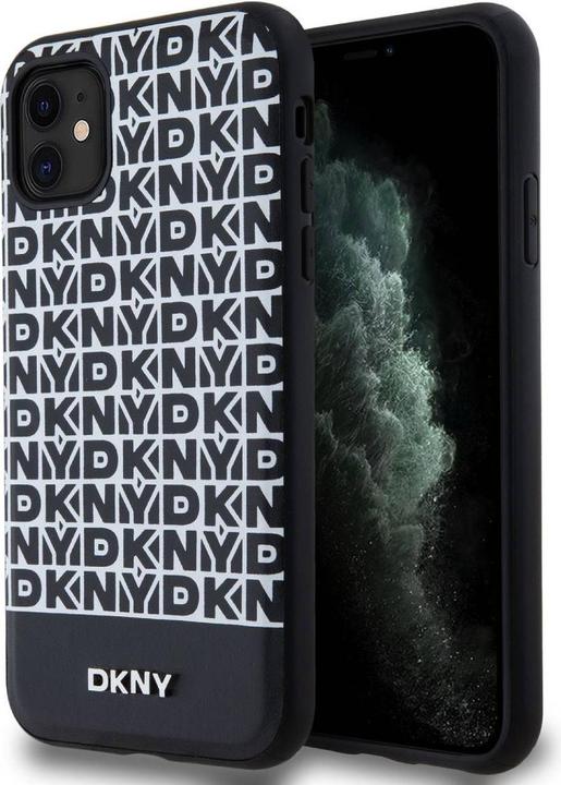 Produktbild DKNY PU Leather Repeat Pattern Bottom Stripe MagSafe Case for iPhone 11 Black (Apple iPhone 11)