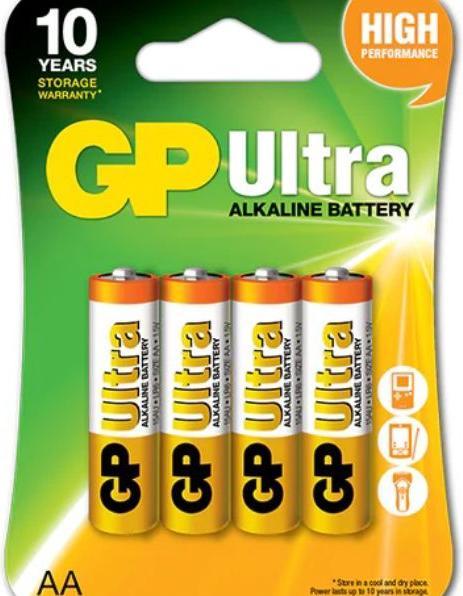 Productafbeelding GP Batteries Ultra Alkaline batterij AA Mignon 1,5V Blister van 4 (4 Pcs., AA)