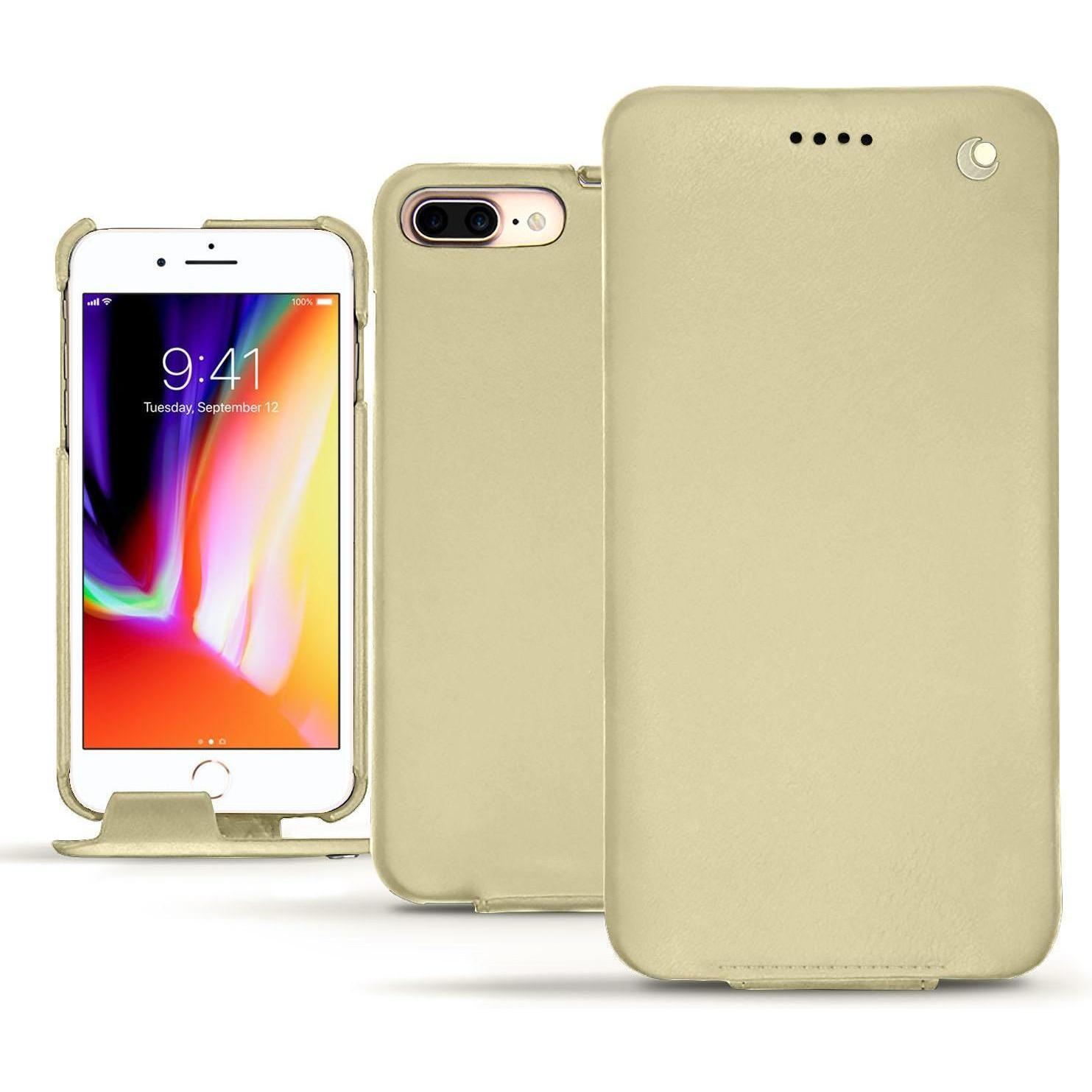 Noreve Lederschutzhülle vertikal (Apple iPhone 8 Plus), Smartphone Hülle, Beige