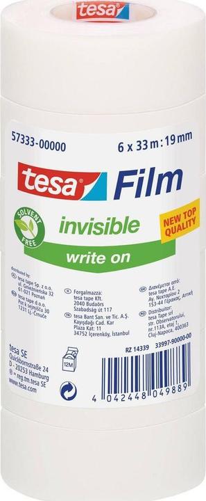 Produktbild tesa 6x tesafilm INVISIBLE, matt-unsichtbar, alterungsbeständig und reissfest (19 mm)