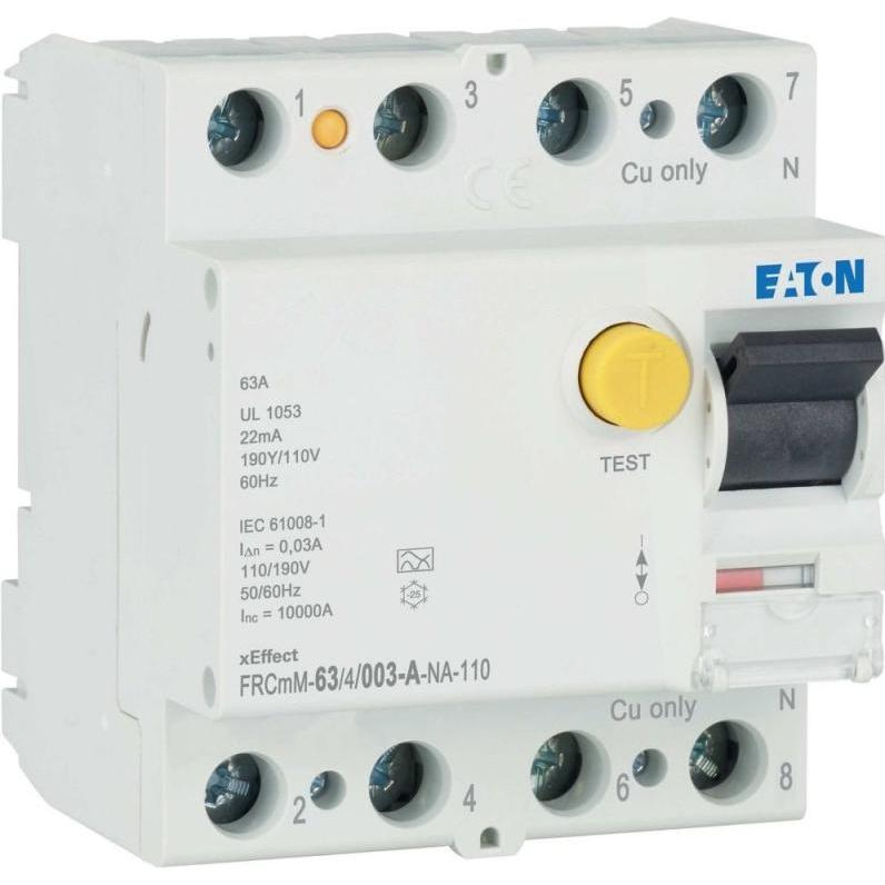 Eaton, Schutzschalter, FI-Schalter, 63A, 4p, 30mA, Typ A 167701