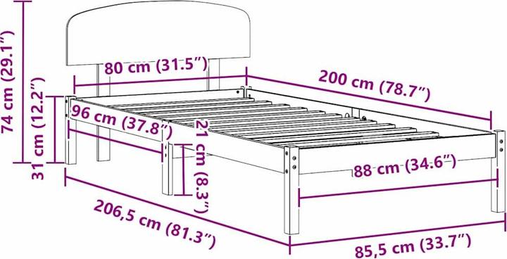 Actual product image vidaXL Bettgestell (80 x 200 cm)