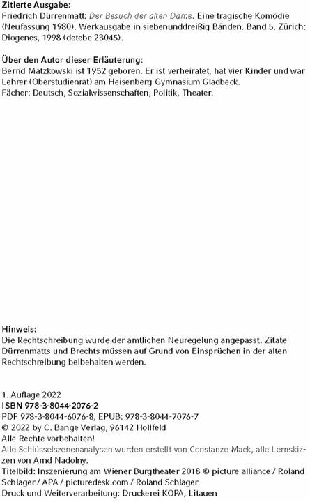 Actual product image Der Besuch der alten Dame von Friedrich Dürrenmatt (German, Bernd Matzkowski, Friedrich Duerrenmatt, 2022)