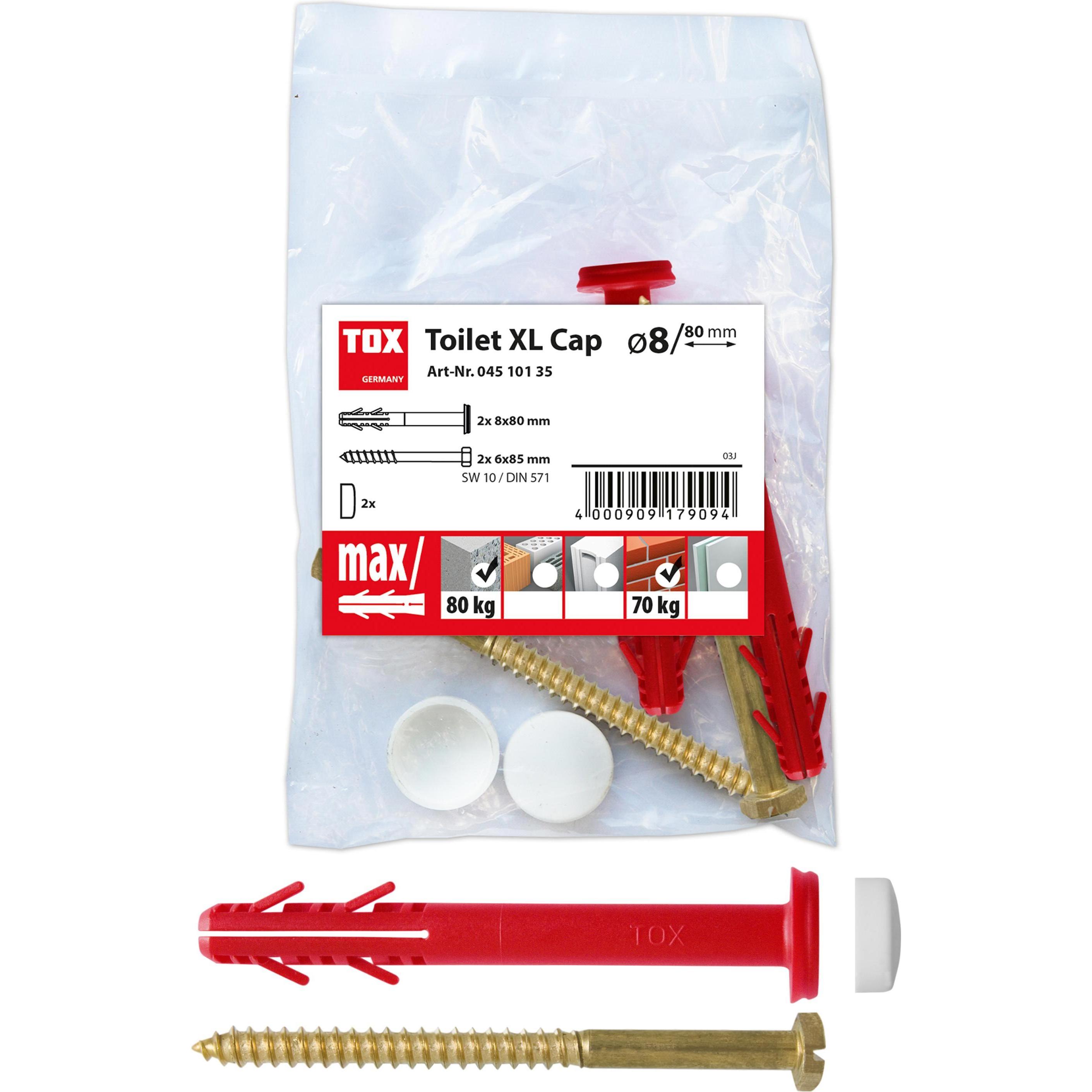 Tox, Dübel, Stand-WC-Befestigung Toilet XL Cap weiss (2 Stk.)