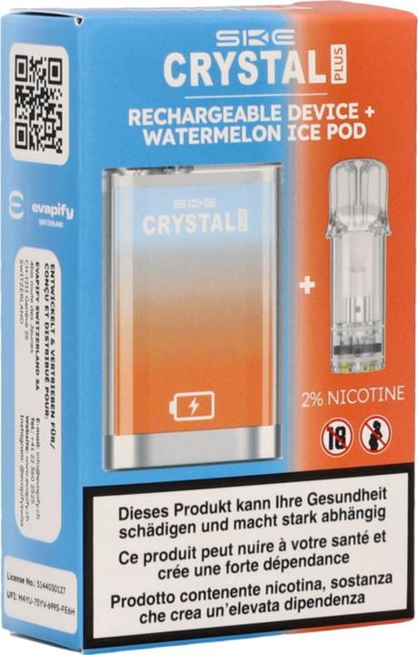 Image du produit SKE Crystal Plus Amare Starter Kit Pastèque 2ml Pod & Device, 2% Nicotine (Glace, Pastèque)