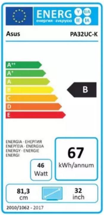Energielabel ASUS ProArt PA32UC-K (3840 x 2160 Pixels, 32")