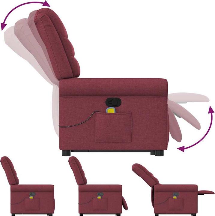 Actual product image VidaXL Massage chair with stand-up aid wine red fabric