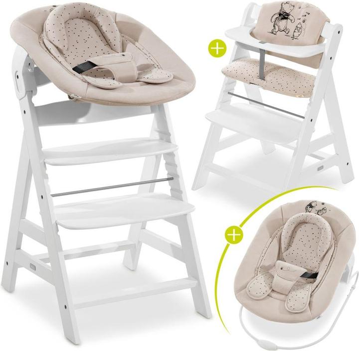 Produktbild Hauck Hochstühle Alpha Plus White Newborn Set Pooh Beige - 4-tlg. (Hochstuhl)