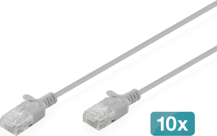 Image du produit Digitus CAT 6 U-UTP Slim Patchkabel, 3 m, gris, 10 pièces (U/UTP, CAT6, 3 m)