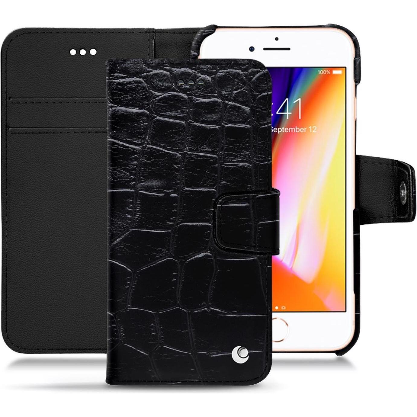 Noreve Lederschutzhülle Wallet (Apple iPhone 8), Smartphone Hülle, Schwarz