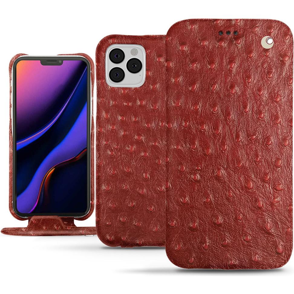 Noreve Lederschutzhülle vertikal (Apple iPhone 11 Pro), Smartphone Hülle, Rot