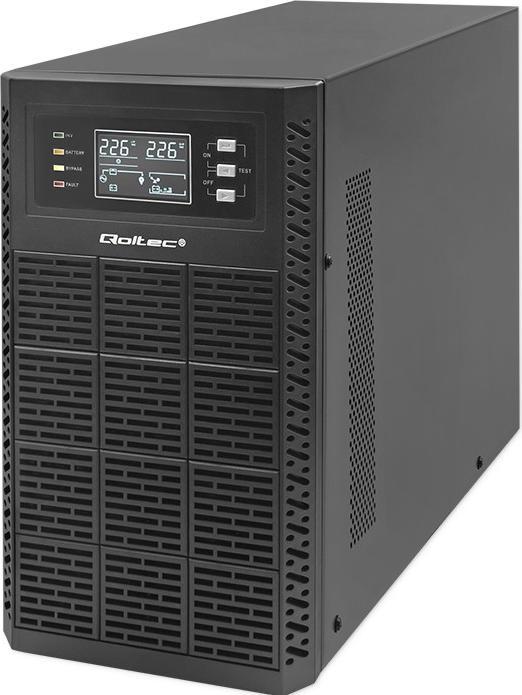Qoltec ZASILACZ AWARYJNY UPS 3KVA | 3000W | FATTORE DI POTENZA 1.0 | LCD | EPO | USB | ON-LINE (3000 VA, 3000 W, Doppio convertitore online UPS)