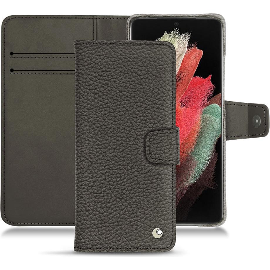 Noreve Lederschutzhülle Wallet (Samsung Galaxy S21 Ultra), Smartphone Hülle, Grau