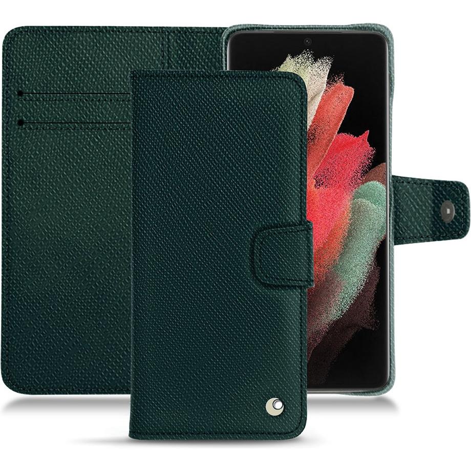 Noreve Lederschutzhülle Wallet (Samsung Galaxy S21 Ultra), Smartphone Hülle, Grün