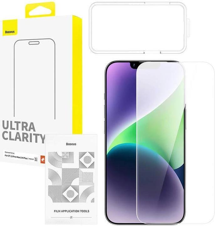 Actual product image Baseus Tempered Glass screen protector OS Diamond Series HD for Iphone 13/13 Pro/14(Clear) (1 pcs., Apple iPhone 13 Pro Max, Apple iPhone 14 Plus)