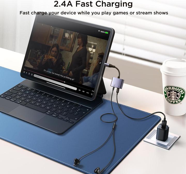 Image du produit Joyroom SY-L01 Adaptateur DAC Lightning vers Lightning / mini jack 3,5 mm 2en1 - noir (Lightning, Jack 3.5mm)