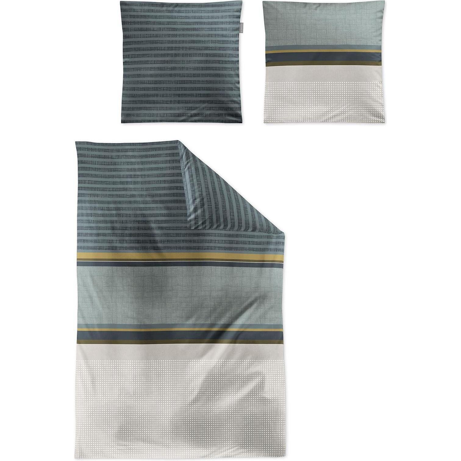 Irisette, Bettwäsche, Mako-Satin Bettwäsche Wave 8563 petrol (Bettwäsche Set, 135x200 cm + 80x80 cm)