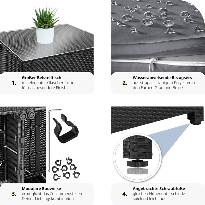 Immagine prodotto tectake set da giardino in rattan con telaio in alluminio, variante 2