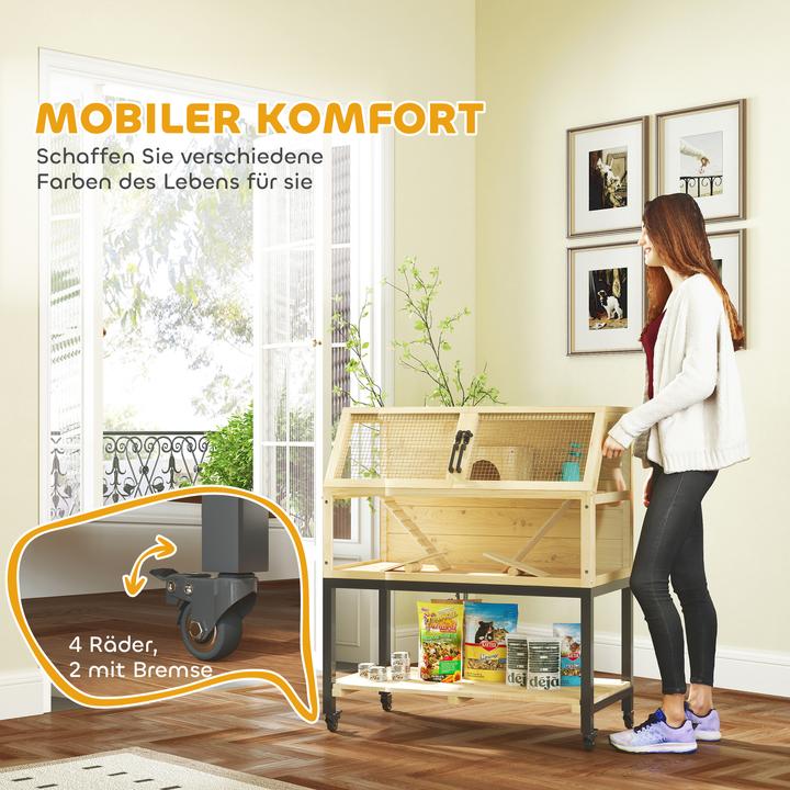 Actual product image PawHut Zwerghamsterkäfig Tannenholz, Stahl Naturholz