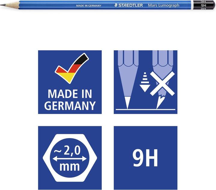 Immagine prodotto Staedtler Matita Mars Lumograph, durezza: 9H (9h, 1x)
