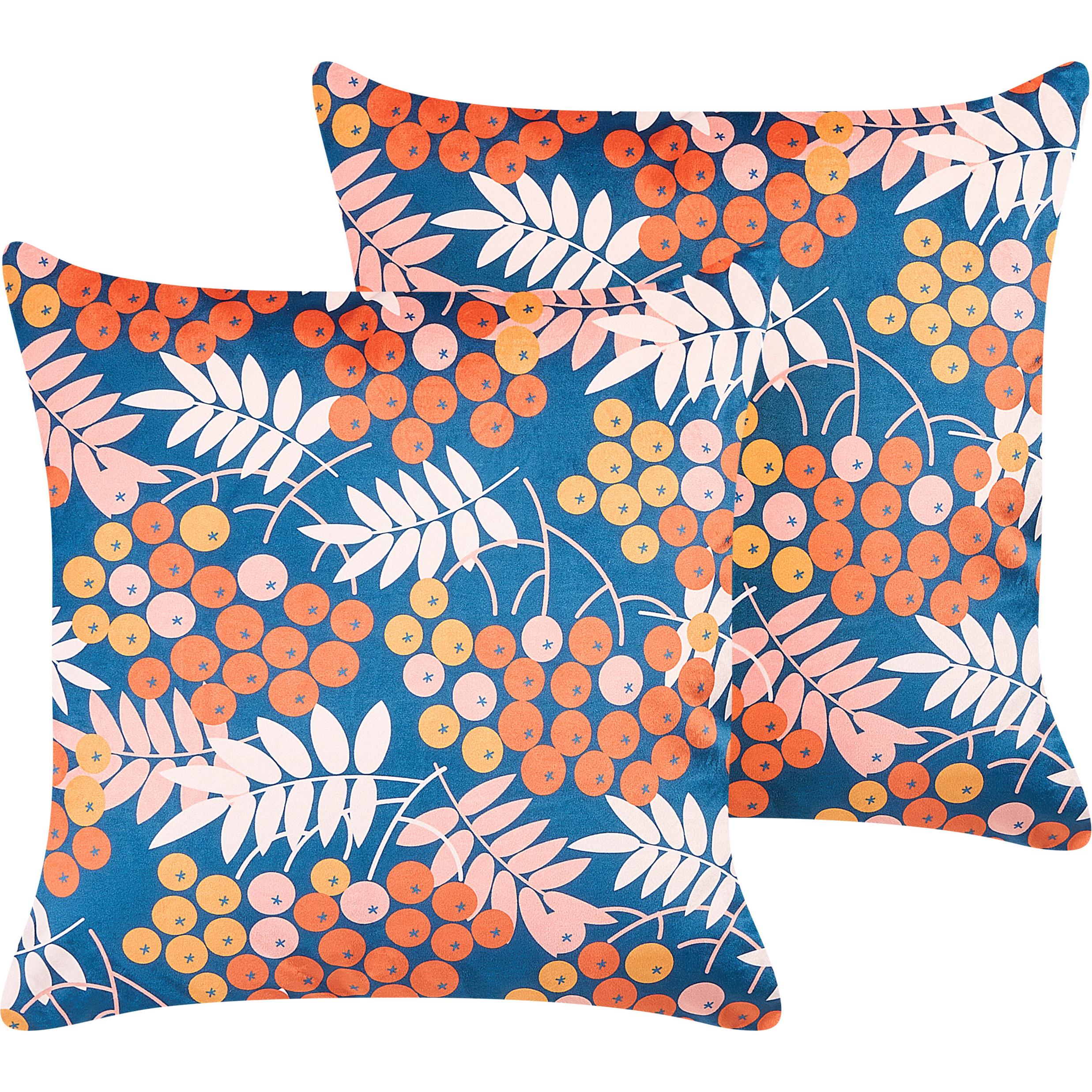 Beliani, Dekokissen, Dekokissen Samtstoff mehrfarbig 45 x 45 cm 2er Set SUMAC (45 x 45 cm)