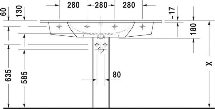 Produktbild Duravit Möbelwaschtisch ME by Starck m ÜL m HLB 1230x490mm ohne Hahnloch weiss (490 mm, 1230 mm)