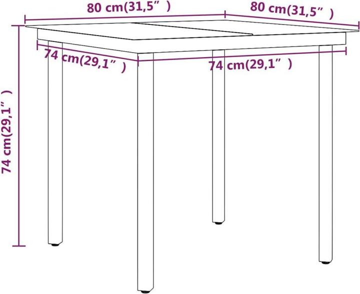 Image du produit vidaXL Garten Essgruppe (80 x 80 x 74 cm)
