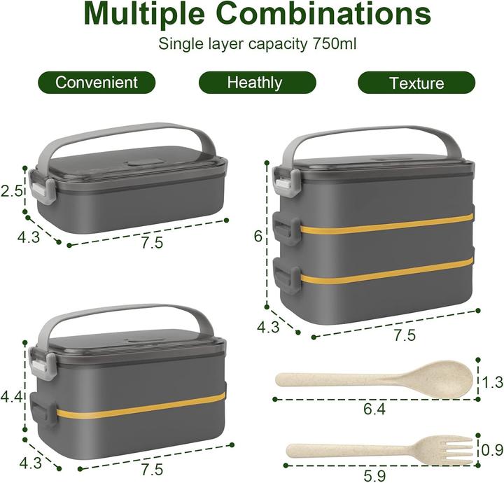 Produktbild Beeptrum Stapelbare Bento-Lunchbox inkl. Besteck