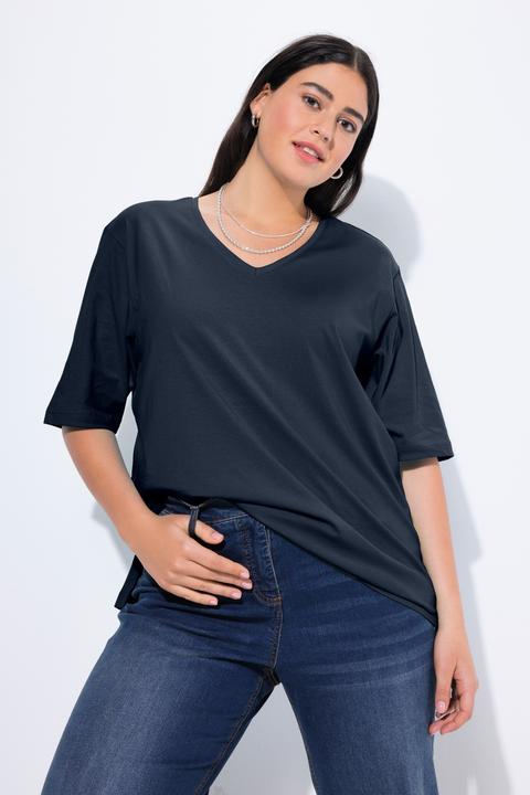 Immagine prodotto Ulla Popken T-shirt dalle linee morbide con scollo a V e mezze maniche (42, 44)