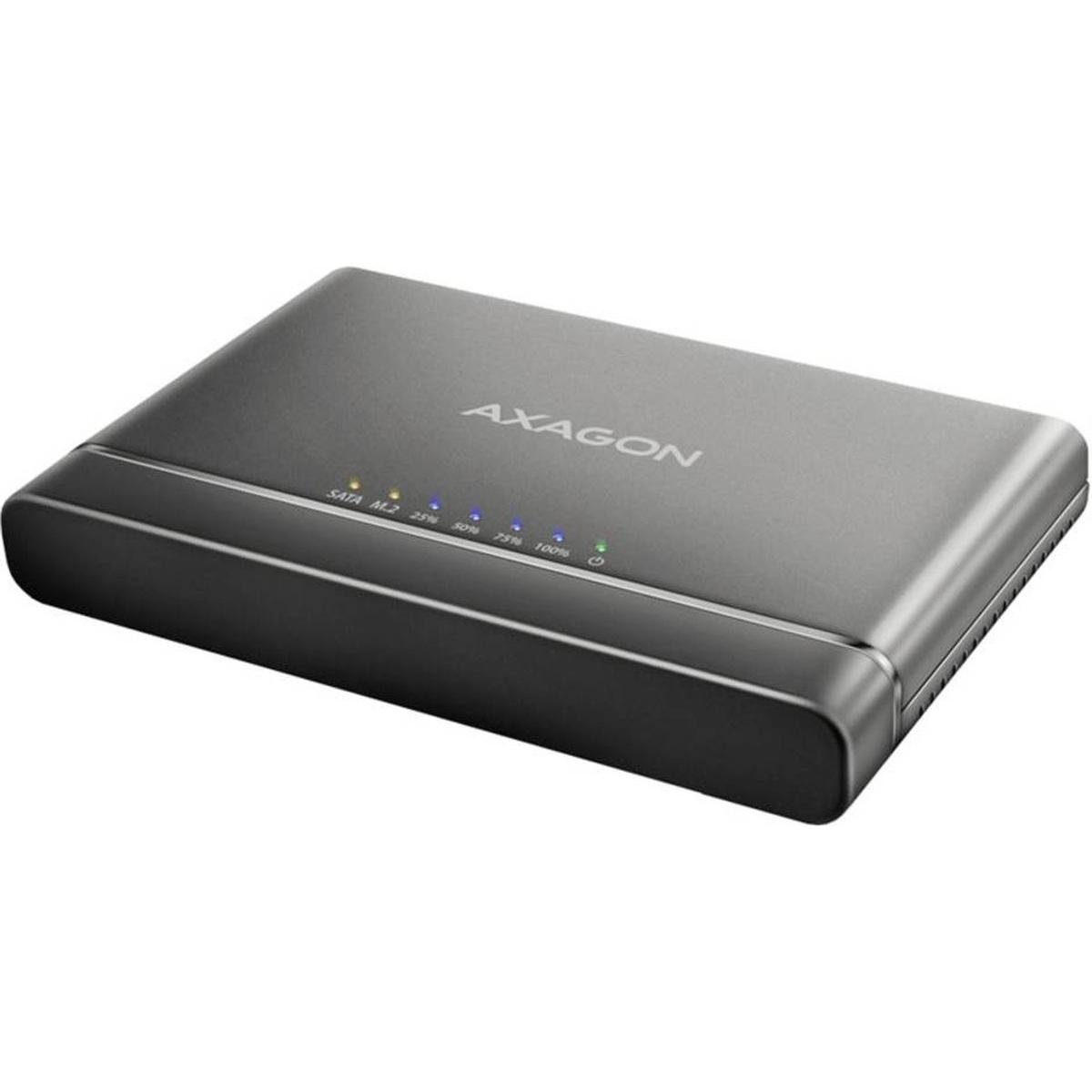 Axagon ADSA-CC USB-C - SSD NVMe M.2 e SSD/HDD SATA 2,5"/3,5" CLONE MASTER (M.2, 2.5", 3.5"), Case per hard disk, Nero
