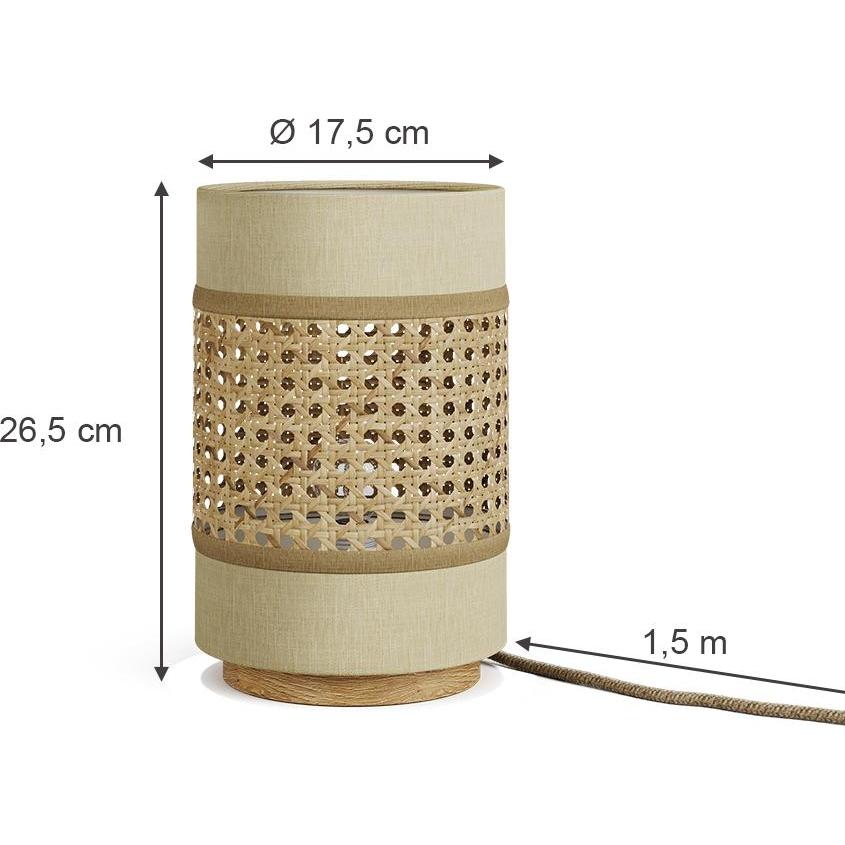 Thumbnail - Vicco, Tischlampe, Tischlampe Morten, Rattan/Creme, 17.5 x 26.5 cm (E27)