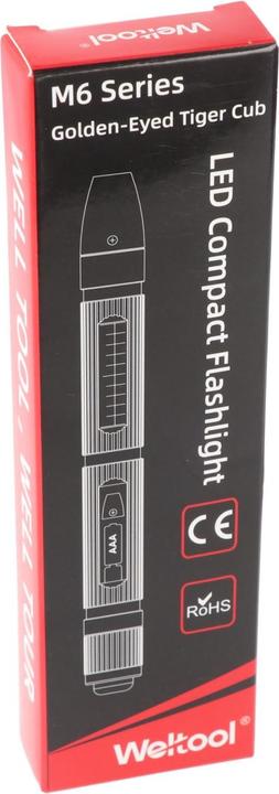 Actual product image Weltool M6-DR Mini Taschenlampe, Länge nur 88mm, warmweisse LED (8.80 cm)