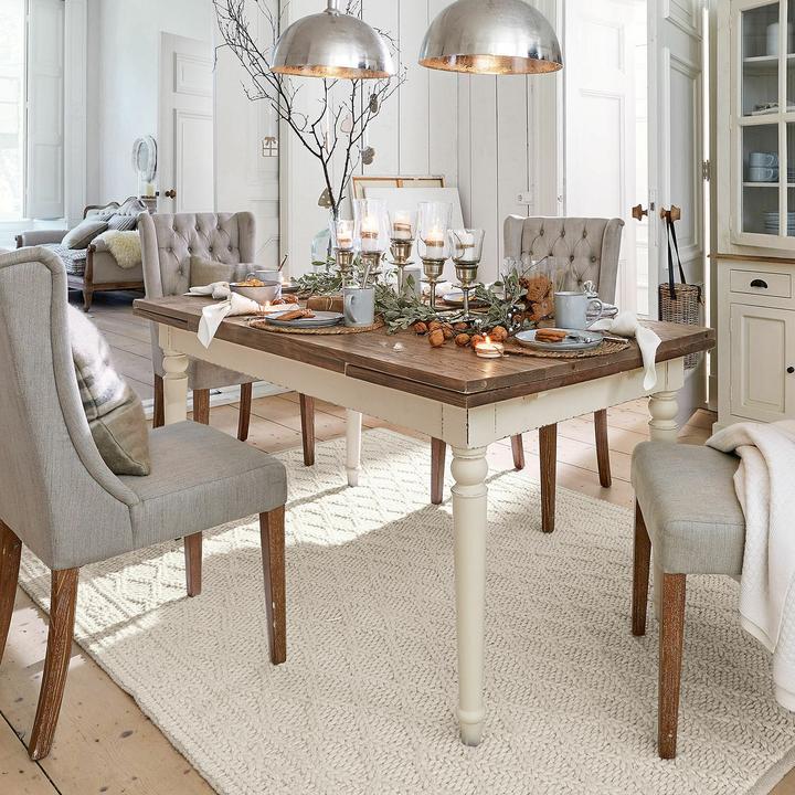 Image du produit Loberon Table Bradford blanc/marron (78 x 160 x 90 cm)