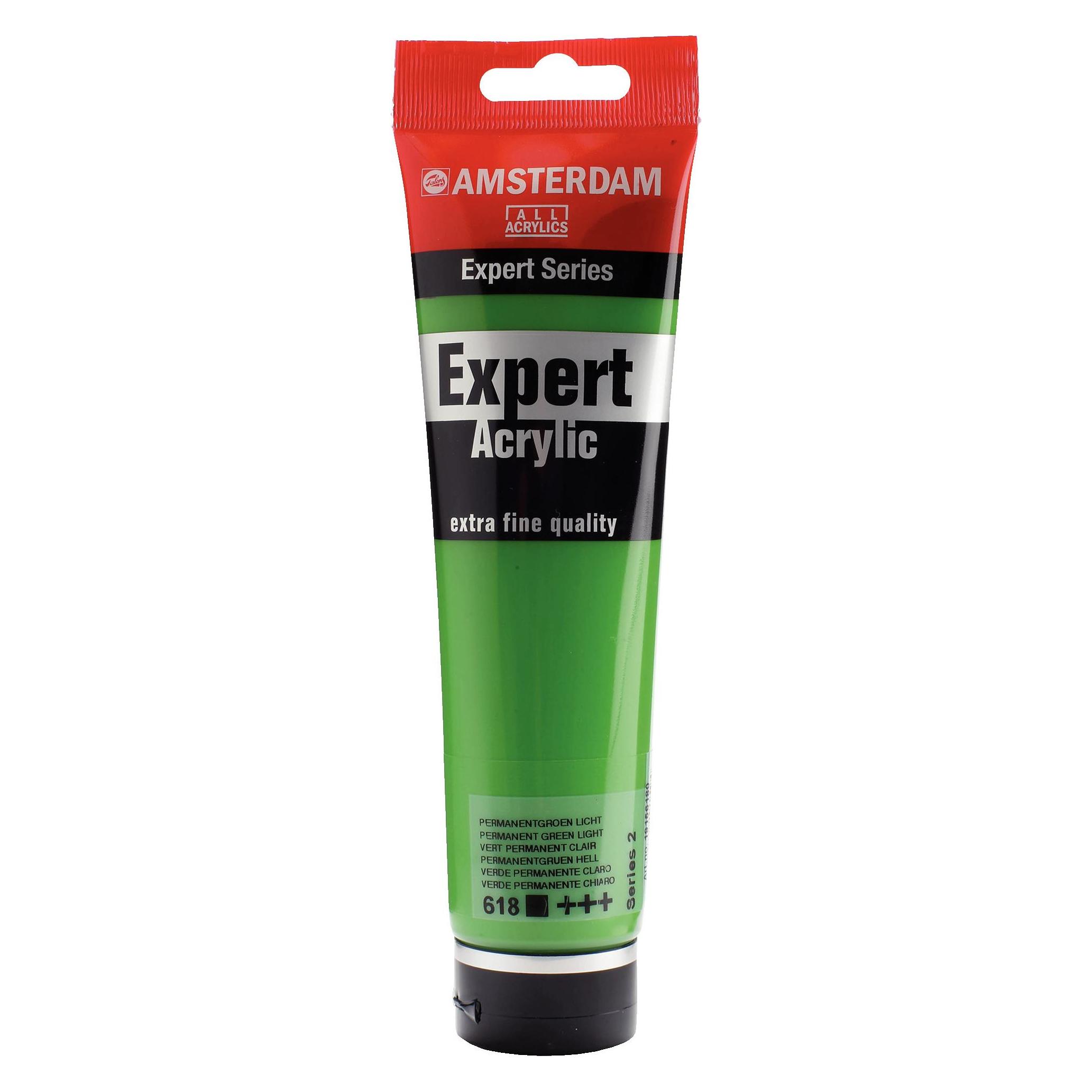 Amsterdam, Kleuren + Verf Voor Doe-het-zelvers, Expert Acrylverf Tube 150 Ml Permanent Groen Licht 618 (150 ml)