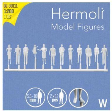 Hermoli Figuren Detail 1:200 weiss 24 stehende Personen