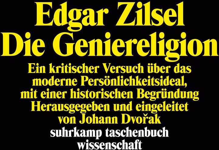 Produktbild Die Geniereligion (Deutsch, Edgar Zilsel, 1990)
