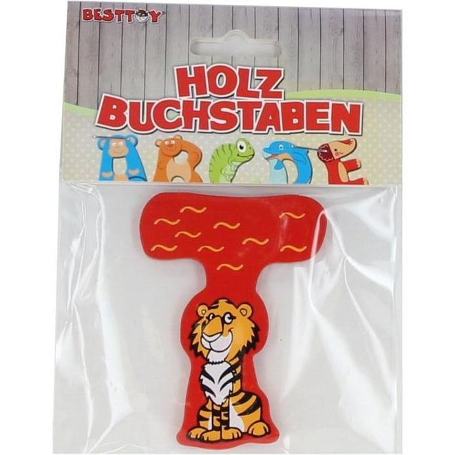 Besttoy, Holzbuchstaben + Stoffbuchstaben, Holzbuchstabe - T - rot