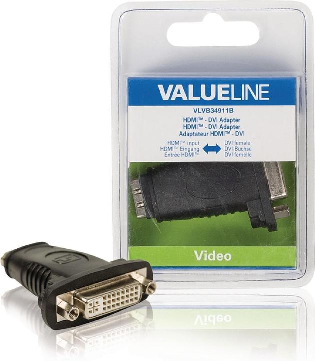 Produktbild Valueline vlvb34911b Adapter, DVI-HDMI, weiblich, Schwarz (HDMI)