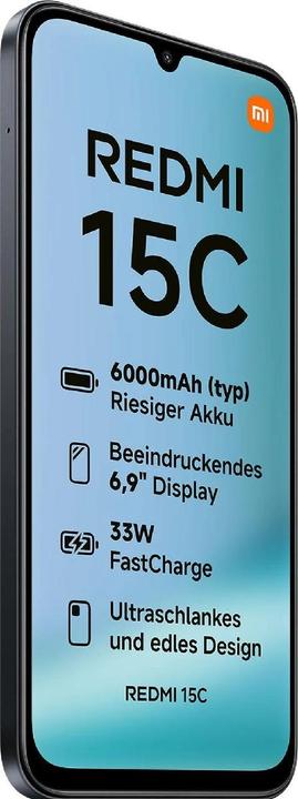 Actual product image Xiaomi Redmi 15C (256 GB, Midnight Black, 6.90", Dual SIM, 4G)