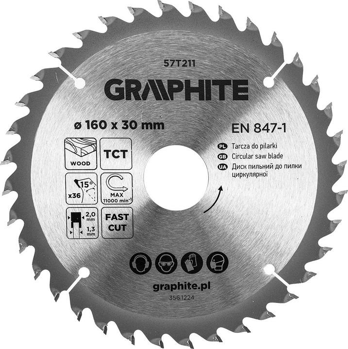 Actual product image Graphite Sägeblatt, Widia, 160 x 30 mm, 36 Zähne