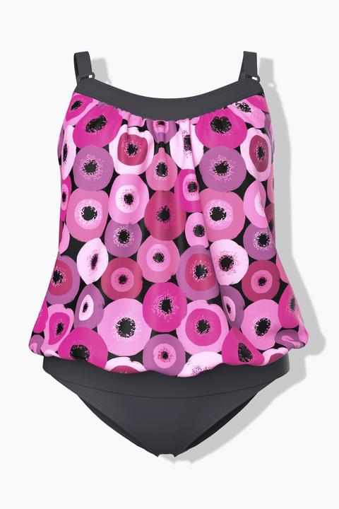 Actual product image Ulla Popken Circle Print Elastic Hem Tankini Set (56)