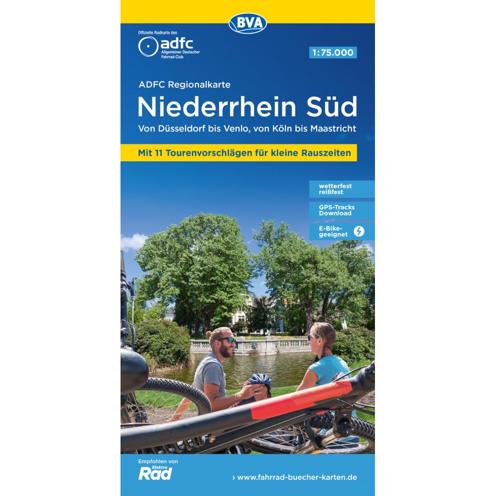 ADFC-Regionalkarte Niederrhein Süd 1:75.000, mit Tagestourenvorschlägen, reiss- und wetterfest, Landkarte