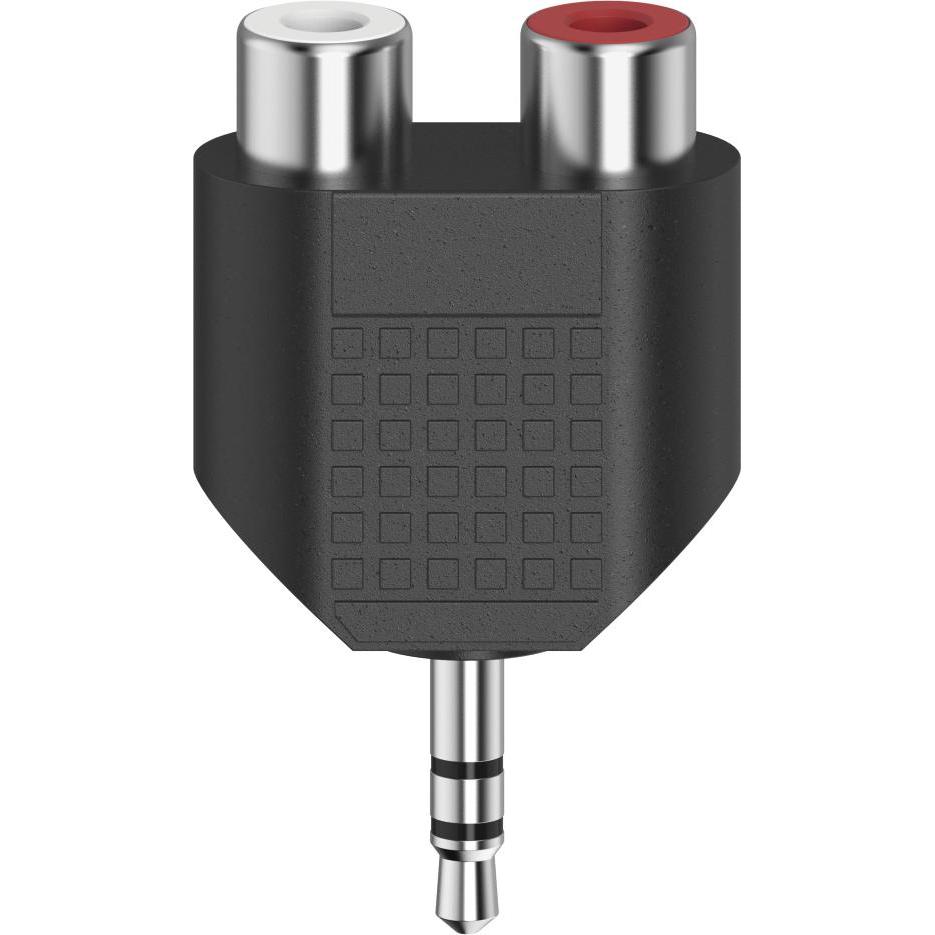Hama Audio-Adapter, 3,5-mm-Klinken-Stecker Stereo - 2x Cinch-Kupplung, Audio Adapter, Schwarz