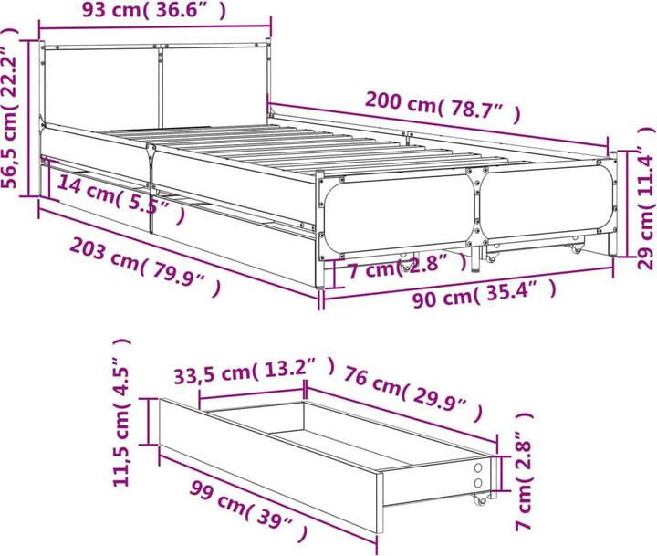 Image du produit vidaXL Bettgestell (90 x 200 cm)